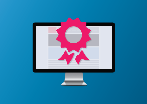 Award ribbon on a computer 
